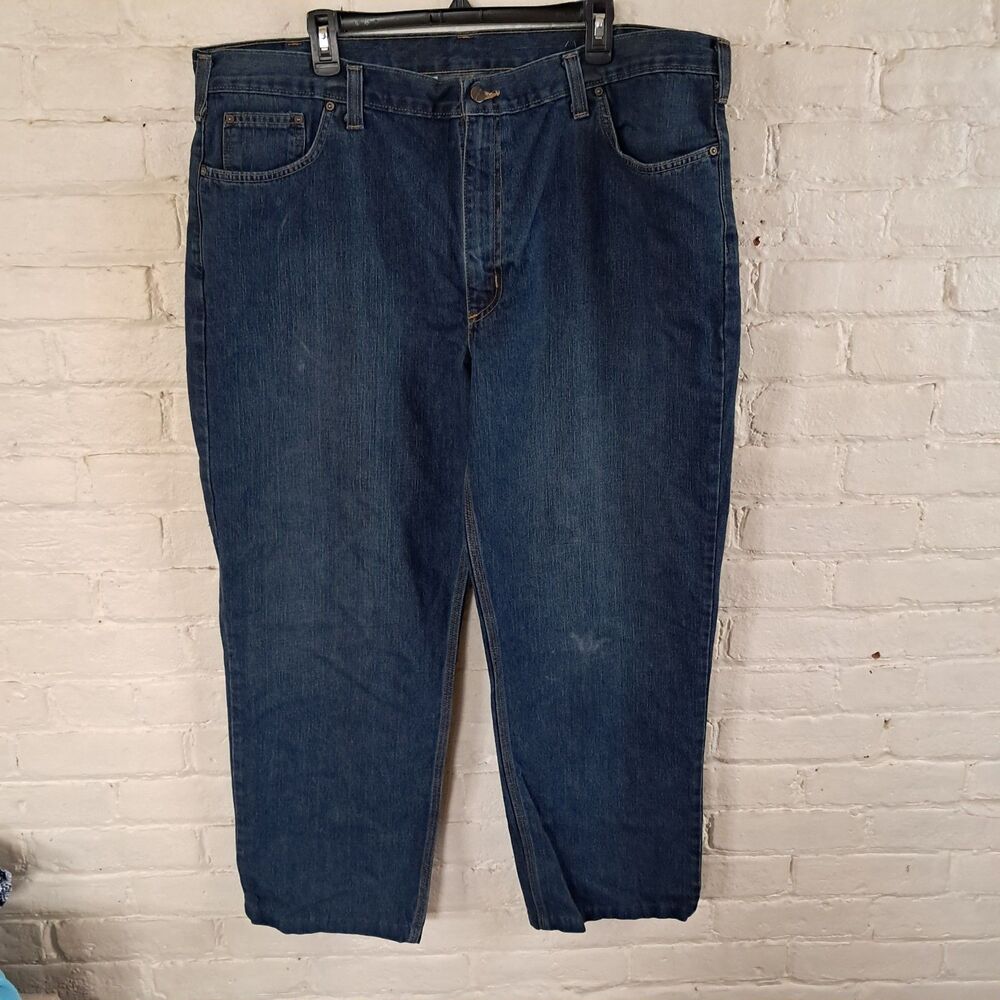 Carhartt Jeans Men’s Size 42X32 Dark Blue Relaxed Fit 904731 HEMMED29" Workwear